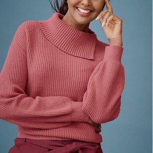 TALBOTS Rose Pink Shaker Knit Split Cowl Neck Sweater   XL  NWT